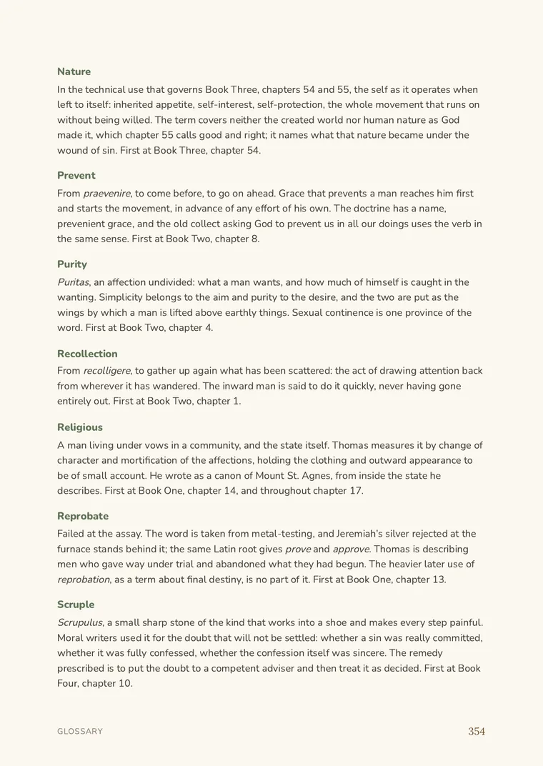 The glossary — terms defined in the sense the author gives them, not the dictionary’s